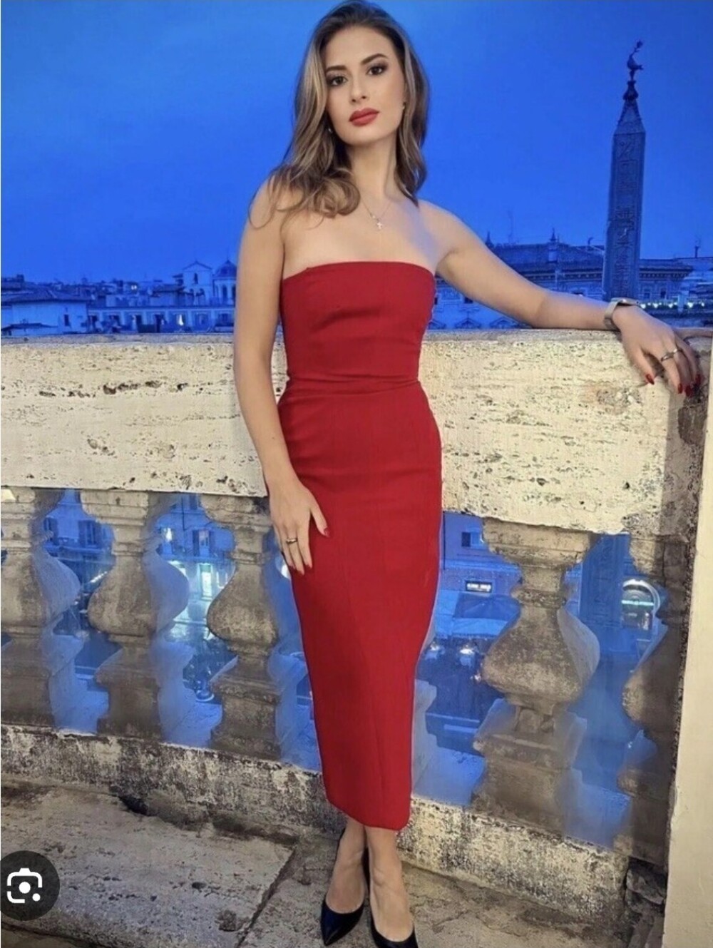 NEW Zara Size M Strapless Red Midi Dress Bloggers Favorite
